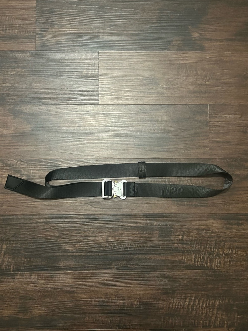 MCM Black Leather Belt Bag Strap with Silver Hardware